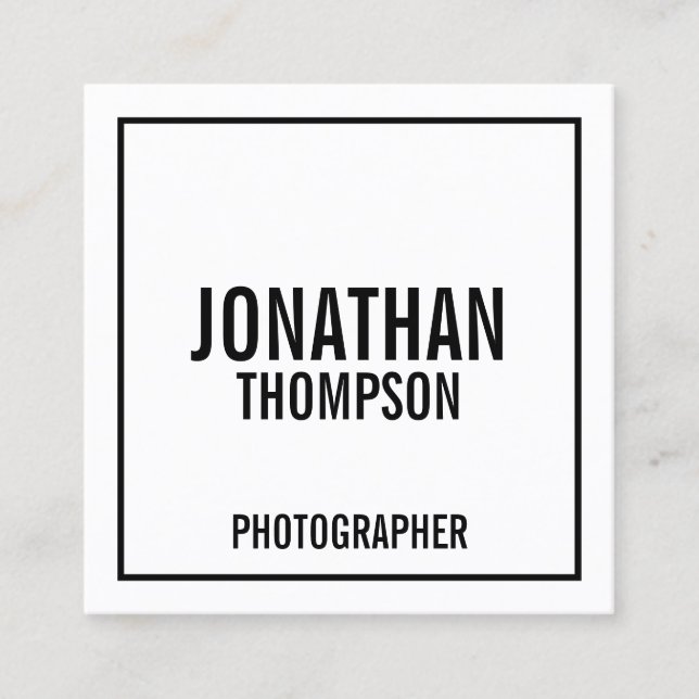 Bold Black and White Square Business Card (Front)