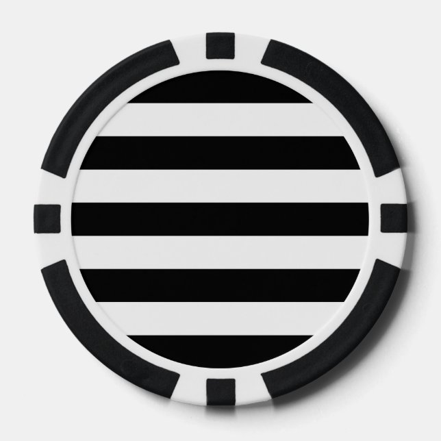 Bold Black And White Stripes Design Poker Chips (Front)