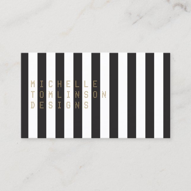 Bold Black and White Stripes Designer Business Card (Front)