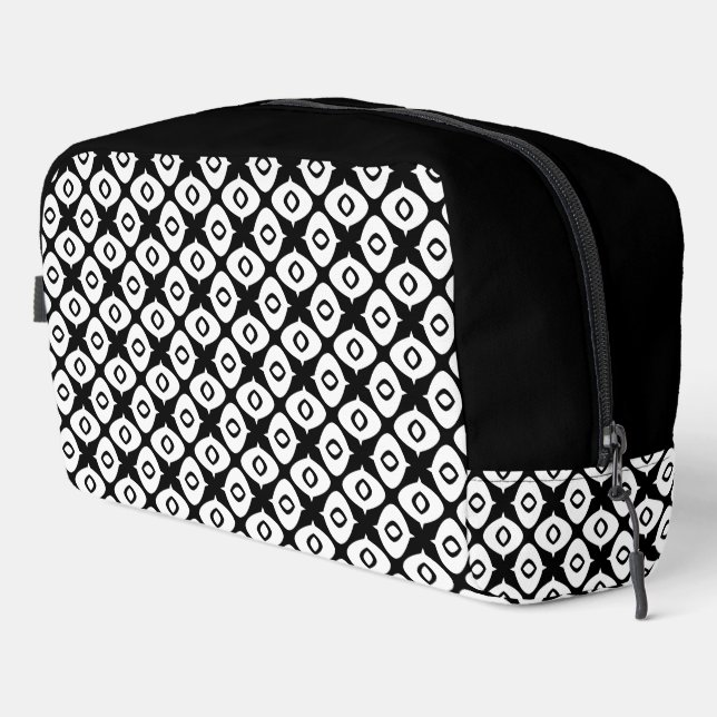 Bold Black and White Symmetrical Arabesque Pattern Dopp Kit (Right Corner)