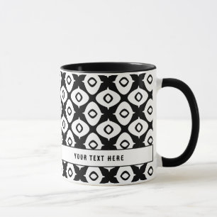 Bold Black and White Symmetrical Arabesque Pattern Mug