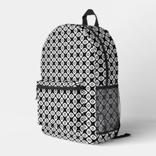 Bold Black and White Symmetrical Arabesque Pattern Printed Backpack