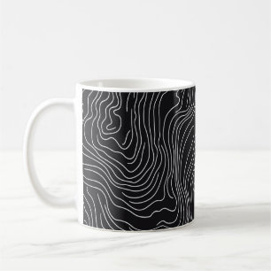 Bold Black and White Topographic Art 🖤 Coffee Mug