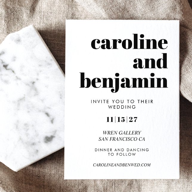 Bold Black and White Typography Modern Wedding   Invitation (Creator Uploaded)