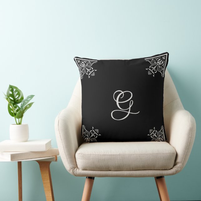 Bold Black and White Vintage Personalised  Cushion (Chair)