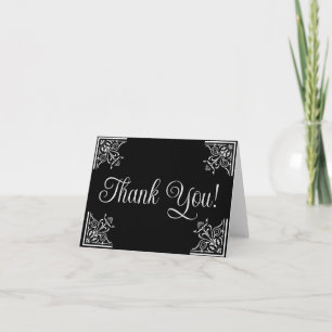 Bold Black and White Vintage Personalised Thank You Card