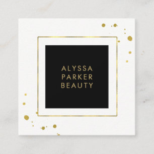 Bold Black and White with Faux Gold Square Business Card