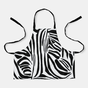 Bold Black and White Zebra Print Pattern Apron