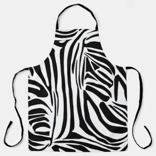 Bold Black and White Zebra Print Pattern Apron