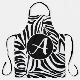 Bold Black and White Zebra Print Pattern Apron