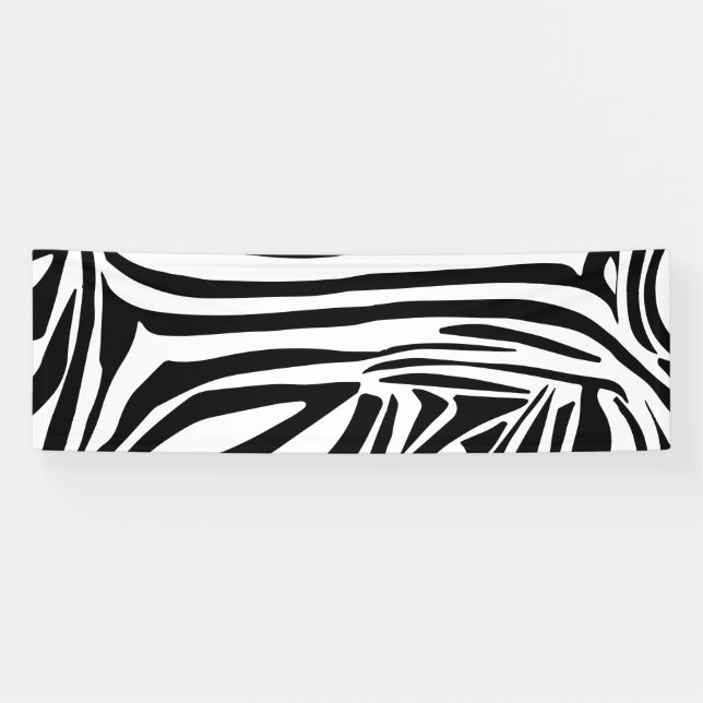 Bold Black and White Zebra Print Pattern Banner (Horizontal)