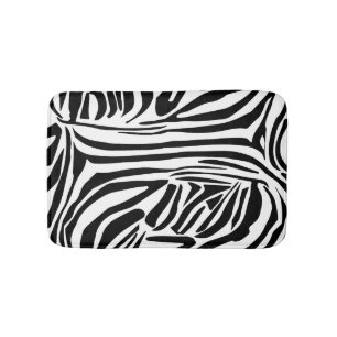 Bold Black and White Zebra Print Pattern Bath Mat