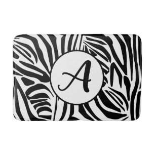 Bold Black and White Zebra Print Pattern Bath Mat