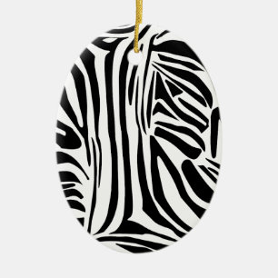 Bold Black and White Zebra Print Pattern Ceramic Ornament