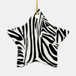 Bold Black and White Zebra Print Pattern Ceramic Ornament