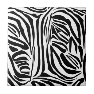 Bold Black and White Zebra Print Pattern Ceramic Tile