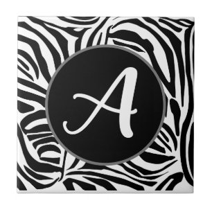 Bold Black and White Zebra Print Pattern Ceramic Tile