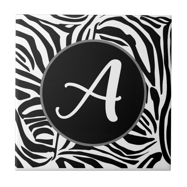 Bold Black and White Zebra Print Pattern Ceramic Tile (Front)