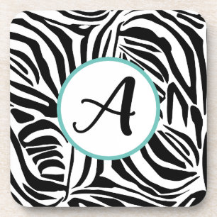 Bold Black and White Zebra Print Pattern Coaster