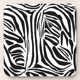 Bold Black and White Zebra Print Pattern Coaster