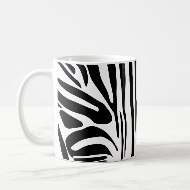 Bold Black and White Zebra Print Pattern Coffee Mug (Left)