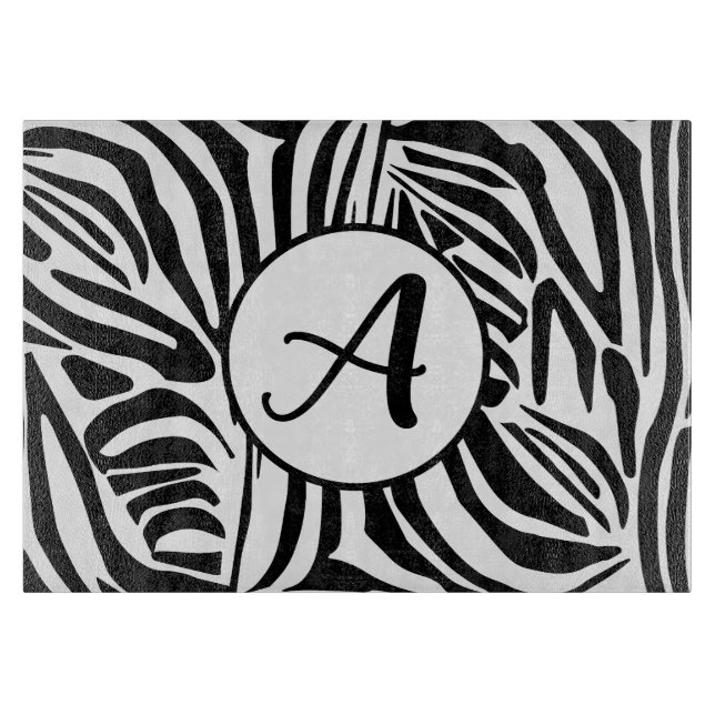 Bold Black and White Zebra Print Pattern Cutting Board (Front)
