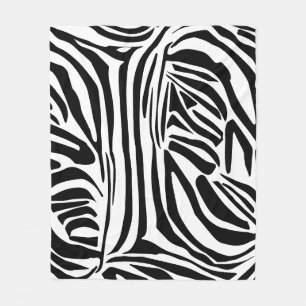 Bold Black and White Zebra Print Pattern Fleece Blanket