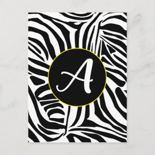 Bold Black and White Zebra Print Pattern Holiday Postcard
