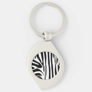Bold Black and White Zebra Print Pattern Key Ring
