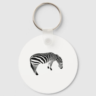 Bold Black and White Zebra Print Pattern Key Ring
