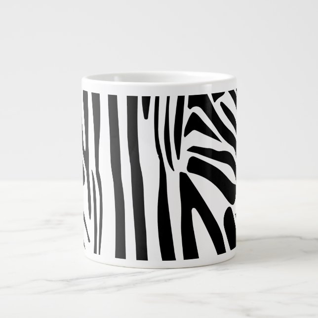 Bold Black and White Zebra Print Pattern Large Coffee Mug (Front)
