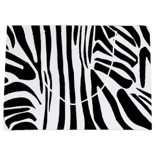 Bold Black and White Zebra Print Pattern Large Gift Bag