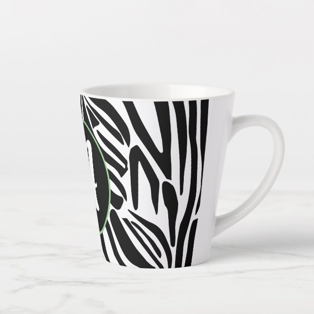 Bold Black and White Zebra Print Pattern Latte Mug (Right)