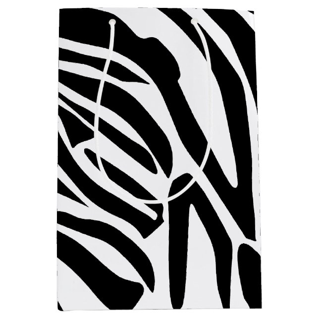 Bold Black and White Zebra Print Pattern Medium Gift Bag (Front)