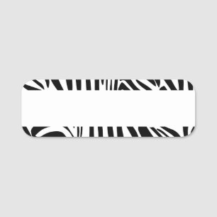 Bold Black and White Zebra Print Pattern Name Tag