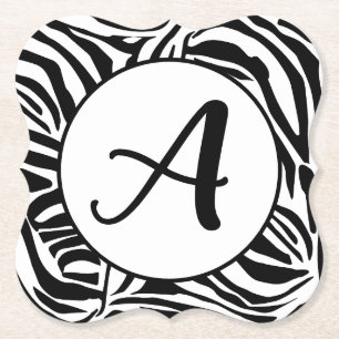 Bold Black and White Zebra Print Pattern Paper Coaster