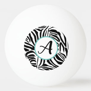 Bold Black and White Zebra Print Pattern Ping Pong Ball