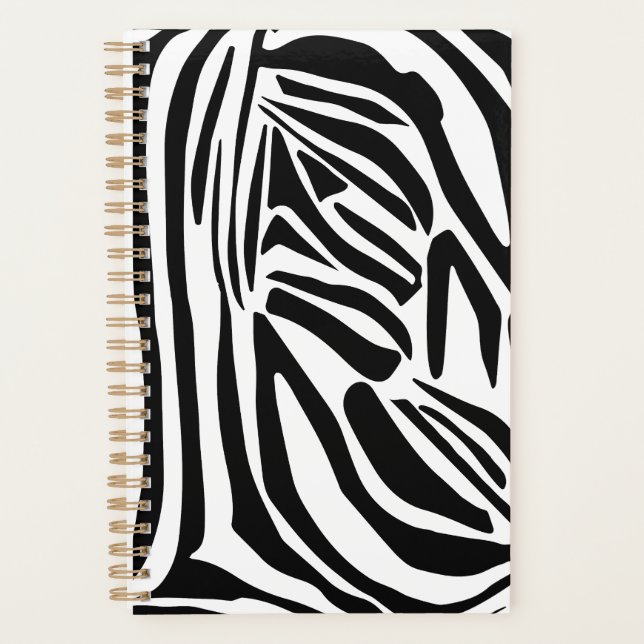 Bold Black and White Zebra Print Pattern Planner (Front)