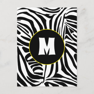 Bold Black and White Zebra Print Pattern Postcard