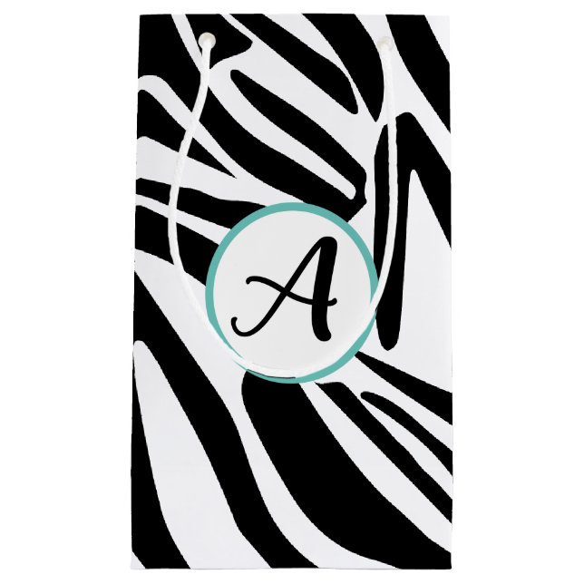 Bold Black and White Zebra Print Pattern Small Gift Bag (Front)