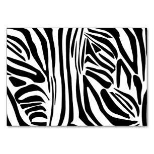 Bold Black and White Zebra Print Pattern Table Number