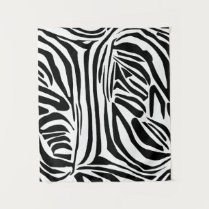 Bold Black and White Zebra Print Pattern Tapestry