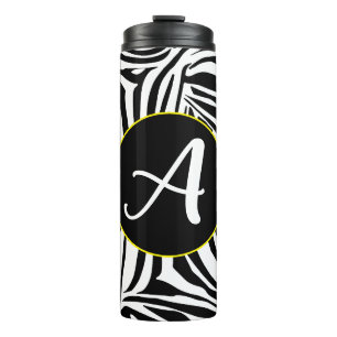 Bold Black and White Zebra Print Pattern Thermal Tumbler
