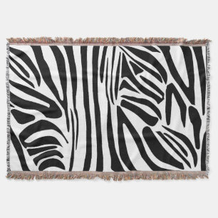 Bold Black and White Zebra Print Pattern Throw Blanket
