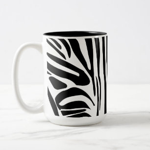 Bold Black and White Zebra Print Pattern Two-Tone Coffee Mug