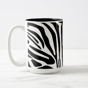 Bold Black and White Zebra Print Pattern Two-Tone Coffee Mug