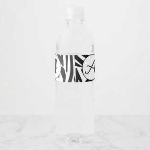 Bold Black and White Zebra Print Pattern Water Bottle Label