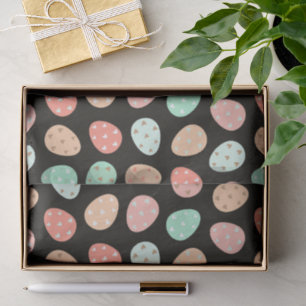 Bold Black Background Easter Egg Pattern Playful Tissue Paper