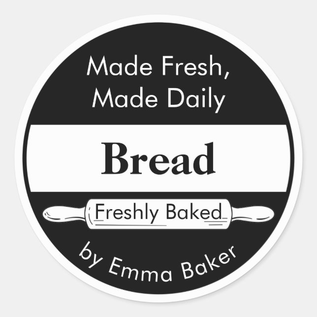 Bold Black Bakery Fresh Bread Label Sticker (Front)