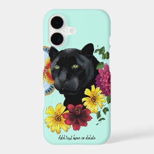 Bold Black Botanical Floral Panther Illustration